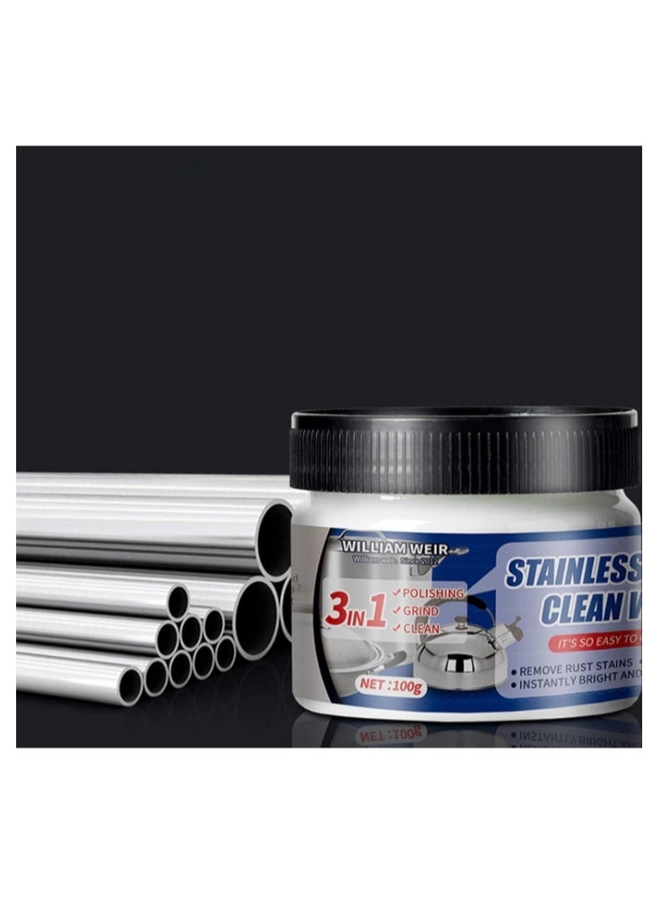 ويليام وير شمع تنظيف الفولاذ المقاوم للصدأ، كريم تلميع المعادن، مزيل الصدأ، ينظف بلطف ويزيل البقع دون خدش، 100 غرام - Image 2